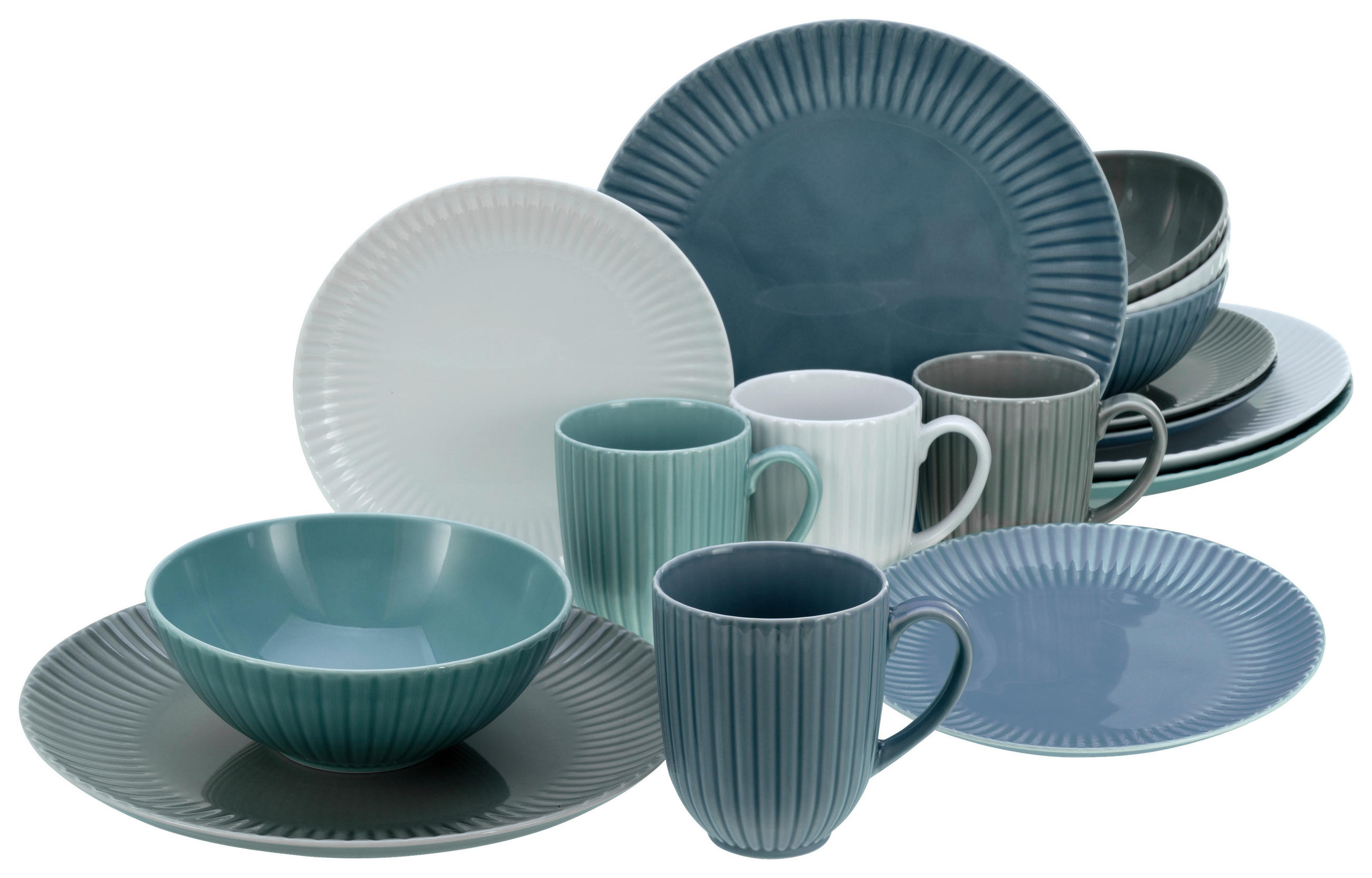 KOMBISERVICE Allegra Colours 16-teilig  - Blau/Petrol, Trend, Keramik - Creatable