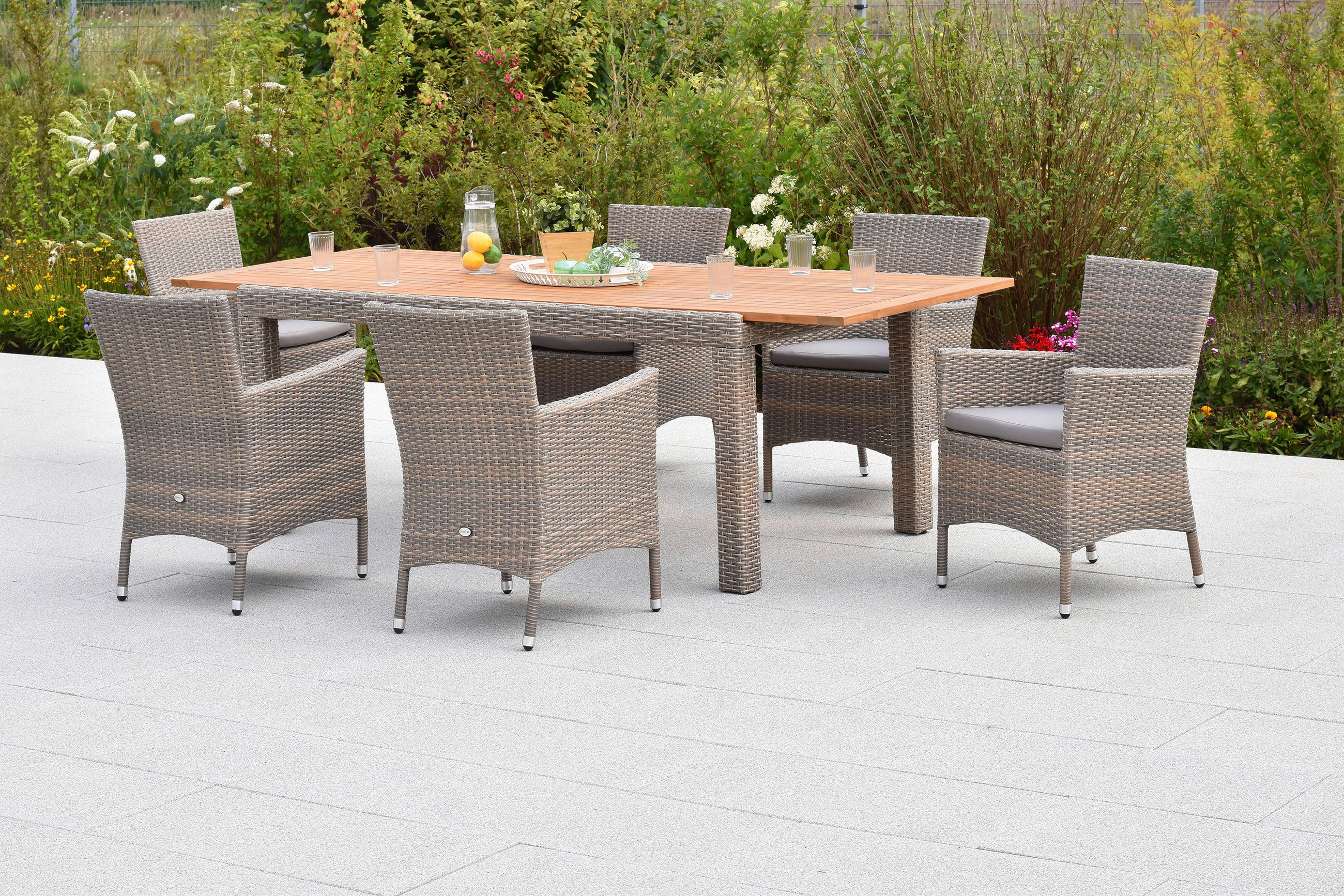 GARTENTISCH 180/100/76 cm Holz, Metall, Kunststoff rechteckig  - Beige, MODERN, Holz/Kunststoff (180/100/76cm) - Gardenson