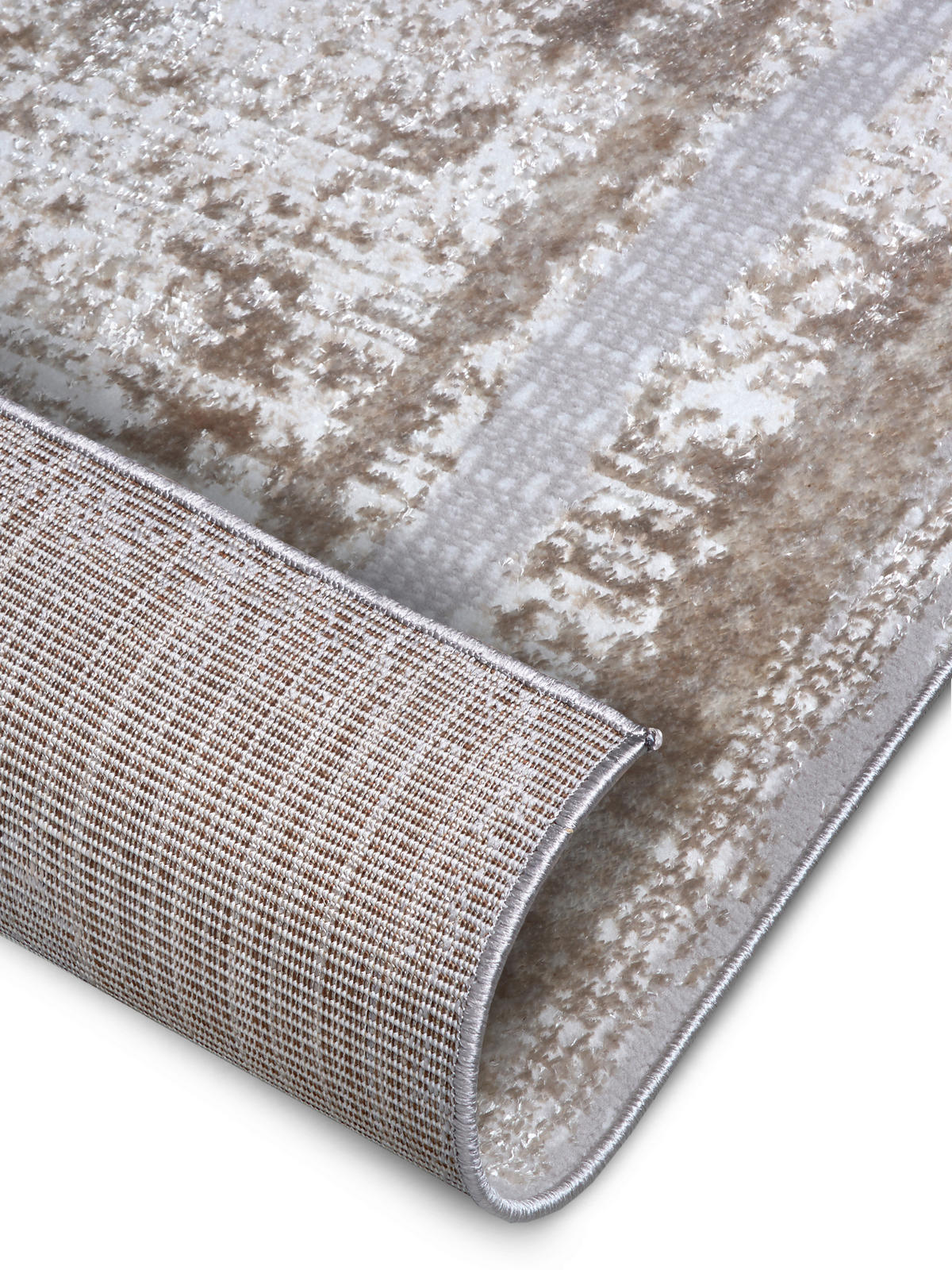 VINTAGE-TEPPICH 67/120 cm Shine Creme, Silberfarben  - Silberfarben/Creme, Design, Kunststoff (67/120cm)