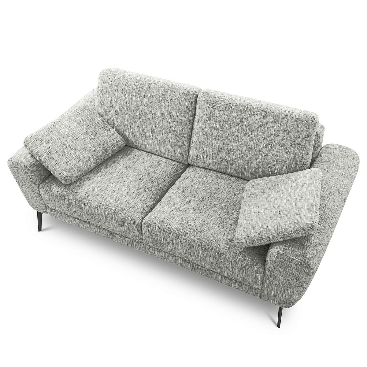2-SITZER-SOFA SPRING Webstoff Grau  - Schwarz/Grau, Design, Textil/Metall (157/85/92cm) - Livetastic