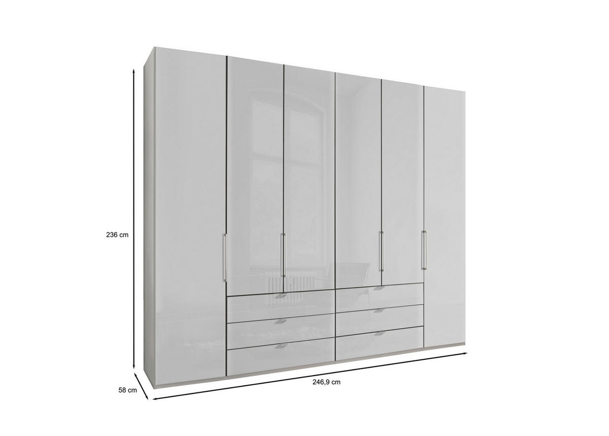FALTTÜRENSCHRANK in Weiss  - Chromfarben/Weiss, Konventionell, Glas/Holzwerkstoff (250/236/58cm) - Dieter Knoll