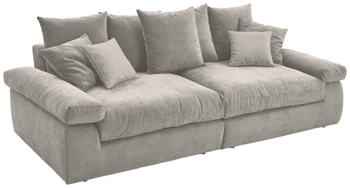 BIGSOFA Feincord Grau  - Schwarz/Grau, Design, Kunststoff/Textil (260/90/140cm) - Carryhome