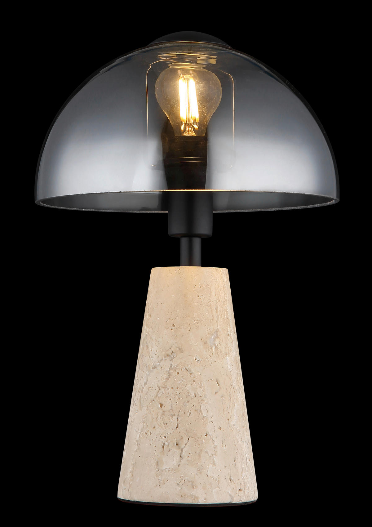 TISCHLEUCHTE 20/31 cm   - Schwarz/Grau, Design, Glas/Metall (20/31cm) - Globo