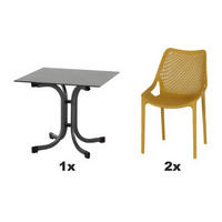 GARTENGARNITUR 5-teilig Stahl 5-teilig  - Anthrazit/Gelb, Basics, Kunststoff/Metall (80/81/80cm) - Siena Garden