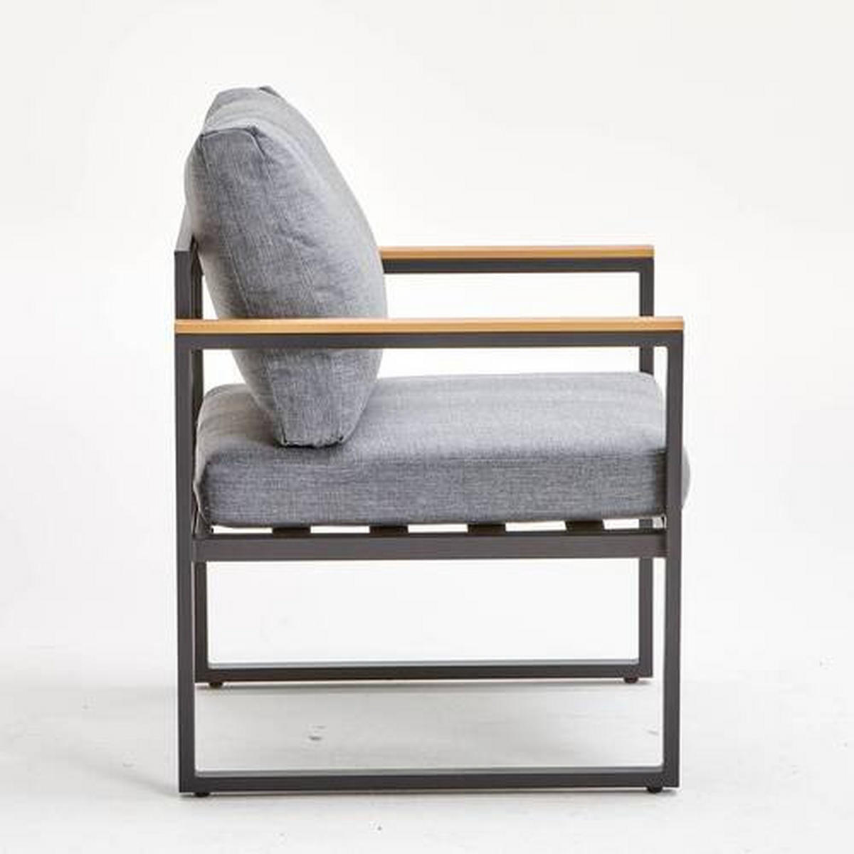 GARTENSESSEL Stahl Grau, Naturfarben, Dunkelgrau  - Dunkelgrau/Naturfarben, MODERN, Kunststoff/Textil (65/70/71cm) - Ambia Garden