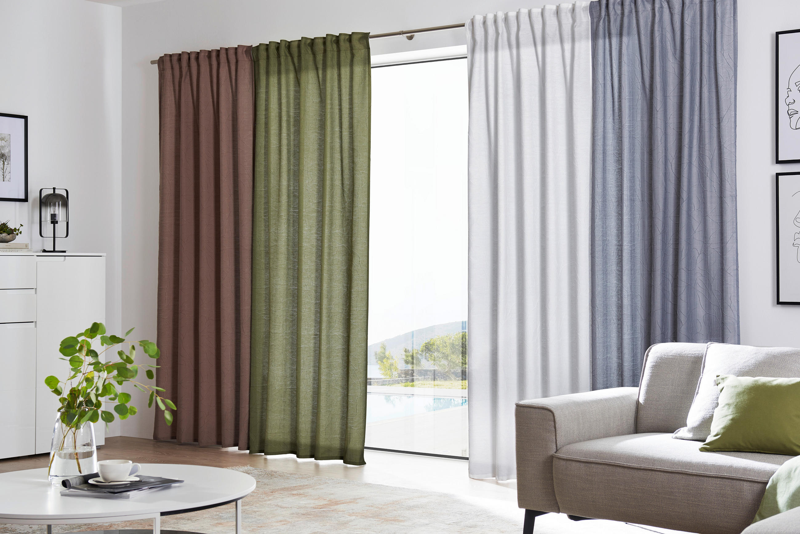 GARDINLÄNGD halvtransparent - grön, Basics, textil (135/245cm) - Esposa