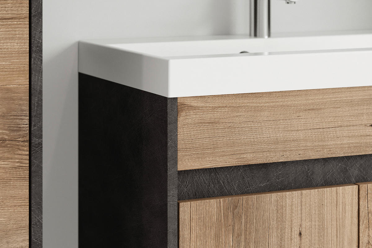 BADEZIMMER 5-teilig  in 120,4 cm  - Kastanienfarben/Weiss, Lifestyle, Keramik/Holzwerkstoff (120,4cm) - P & B