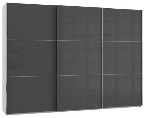 SCHWEBETÜRENSCHRANK 300/216/65 cm 3-türig Grau, Weiß  - Chromfarben/Weiß, MODERN, Holzwerkstoff (300/216/65cm) - MID.YOU