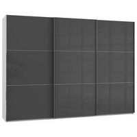 SCHWEBETÜRENSCHRANK 300/216/65 cm 3-türig Grau, Weiß  - Chromfarben/Weiß, MODERN, Holzwerkstoff (300/216/65cm) - MID.YOU