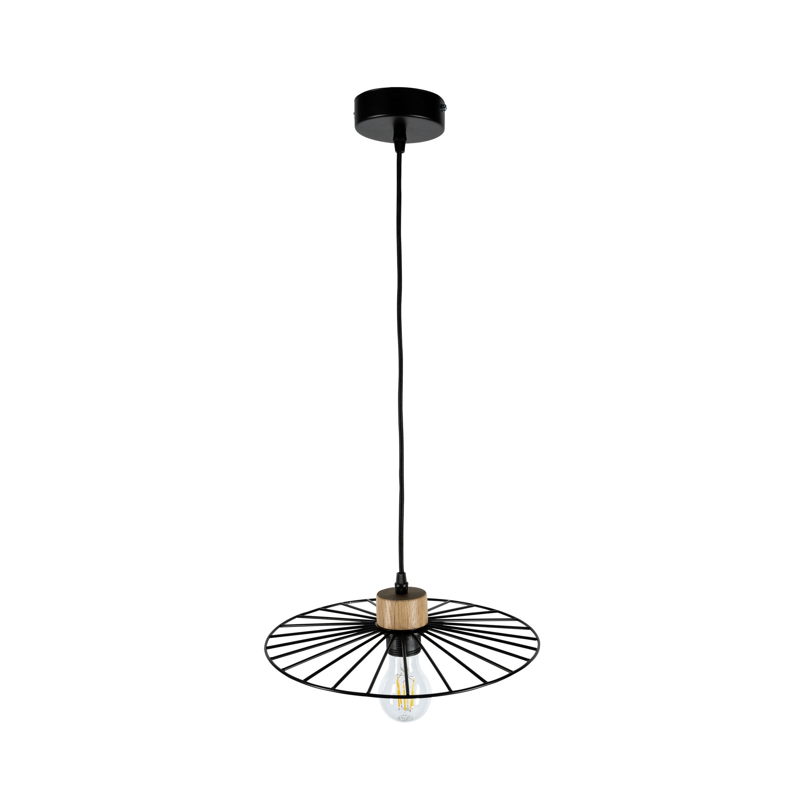 HÄNGELEUCHTE 45/120 cm  - Eichefarben/Schwarz, Design, Holz/Metall (45/120cm)