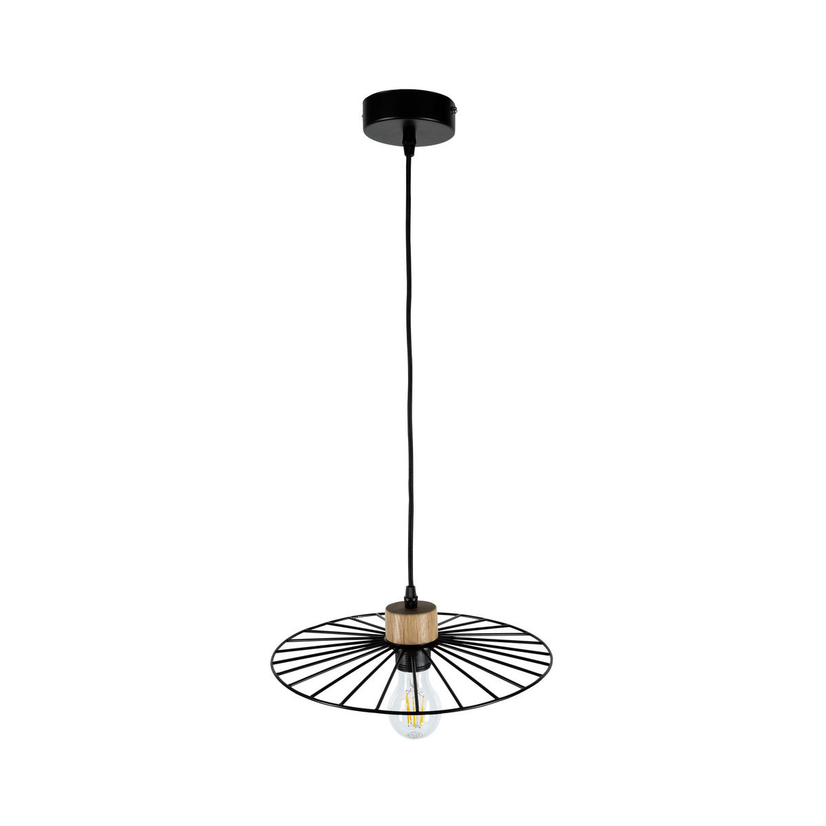 HÄNGELEUCHTE 45/120 cm  - Eichefarben/Schwarz, Design, Holz/Metall (45/120cm)