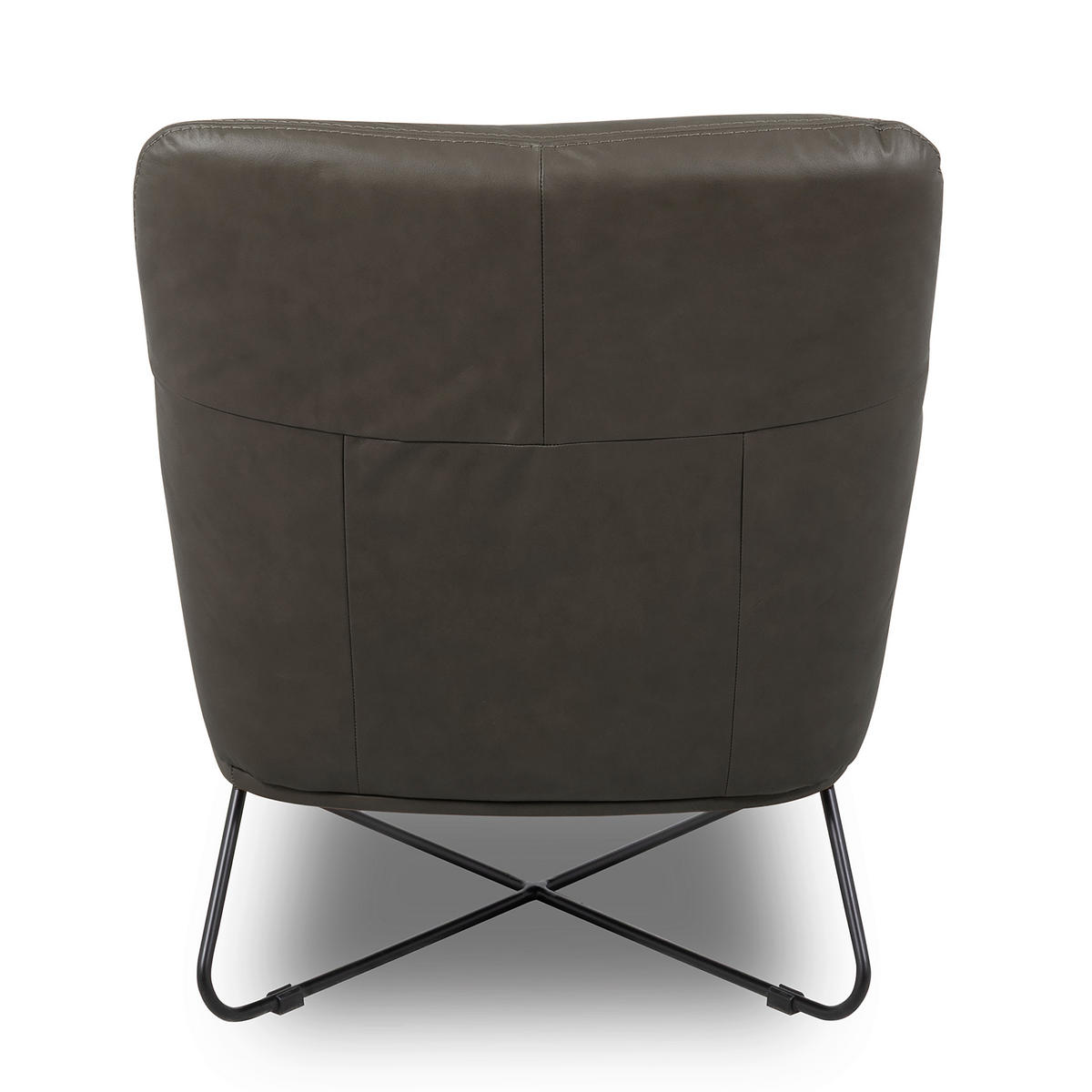 SESSEL in Echtleder Anthrazit  - Anthrazit/Schwarz, Design, Leder/Metall (67/87/74cm) - Livetastic