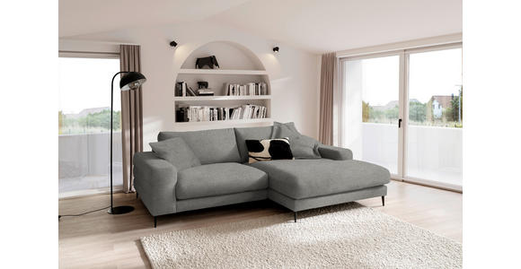 ECKSOFA  in Flachgewebe Hellgrau  253/177 cm  - Hellgrau/Schwarz, Design, Textil/Metall (253/177cm) - Dieter Knoll