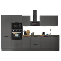 KÜCHENBLOCK MULTAN  in Graphitfarben  - Schwarz/Graphitfarben, Basics, Holzwerkstoff/Metall (340/211/60cm) - Carryhome
