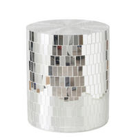 KISASZTAL műanyag, Üveg, kő 38/38/45 cm  - ezüstszínű, Basics, műanyag/kő (38/38/45cm)