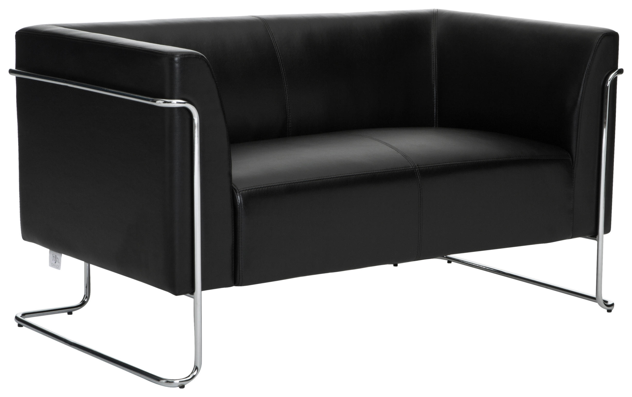 2-SITZER-SOFA in Lederlook Schwarz  - Silberfarben/Schwarz, MODERN, Textil/Metall (130/71/74cm) - MID.YOU