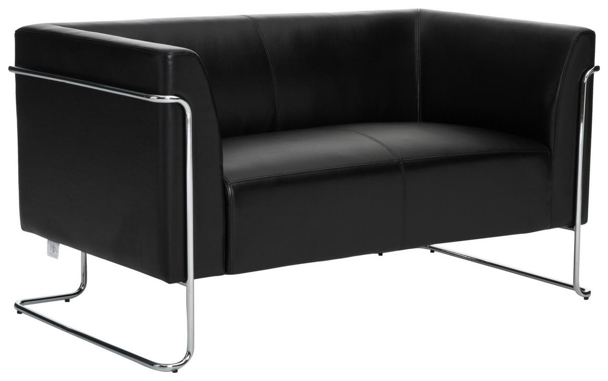 2-SITZER-SOFA Lederlook Schwarz  - Silberfarben/Schwarz, MODERN, Textil/Metall (130/71/74cm) - MID.YOU