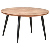 COUCHTISCH Akazie Hartholz rund Schwarz, Akaziefarben  - Schwarz/Akaziefarben, Natur, Holz/Metall (80/80/45cm) - Livetastic