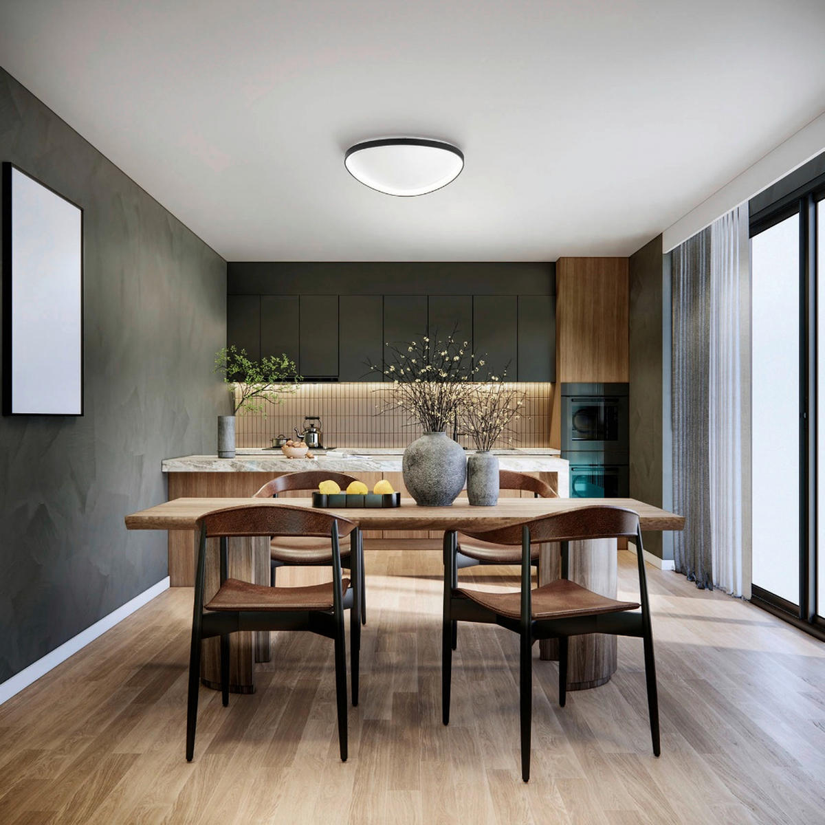 LED-DECKENLEUCHTE Quirk 60/7 cm  - Goldfarben, Design, Kunststoff/Metall (60/7cm)