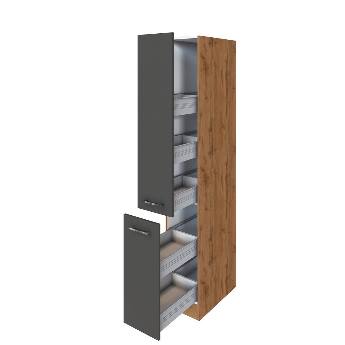 APOTHEKERSCHRANK 30/200/60 cm  Anthrazit  - Chromfarben/Anthrazit, Modern, Holzwerkstoff/Metall (30/200/60cm) - Held