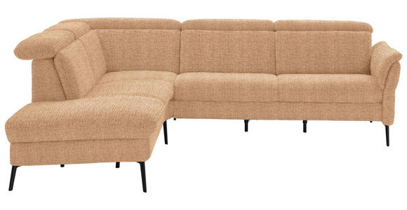 ECKSOFA in Struktur Cognac 235/275 cm - Cognac/Schwarz, MODERN, Textil/Metall (235/275cm) - Cantus