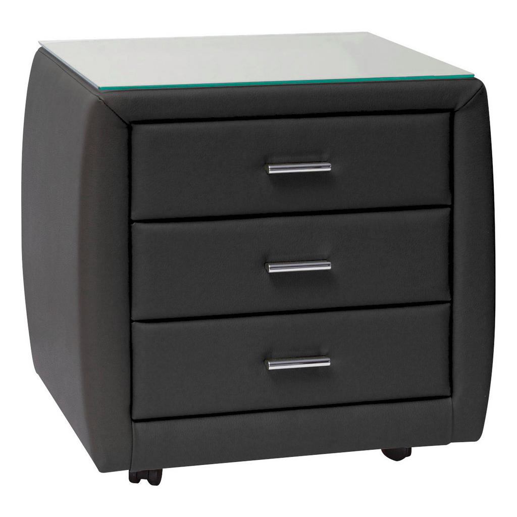 Thumbnail - Dieter Knoll Nachtschrank, Dunkelgrau, Metall, 3 Schubladen, 54.5x52x42 cm, Schlafzimmer, Nachttische