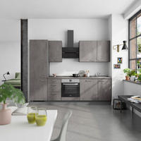 KÜCHENBLOCK Riva 270 cm  in Schieferfarben  - Schieferfarben/Edelstahlfarben, MODERN, Holzwerkstoff/Metall (270cm) - Nobilia