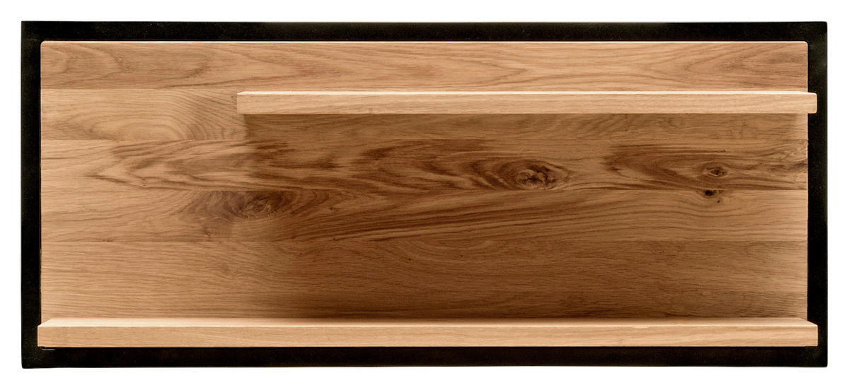 WANDBOARD Wildeiche Hartholz, vollmassiv, massiv Eichefarben, Schwarz  - Eichefarben/Schwarz, Design, Holz/Metall (80/35/26cm) - Linea Natura