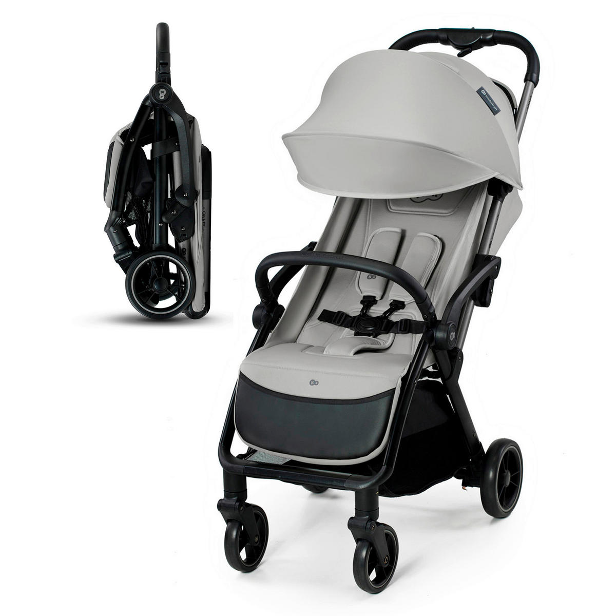 BUGGY Apino  - Hellgrau/Schwarz, Basics (47/99/93cm) - kinderkraft