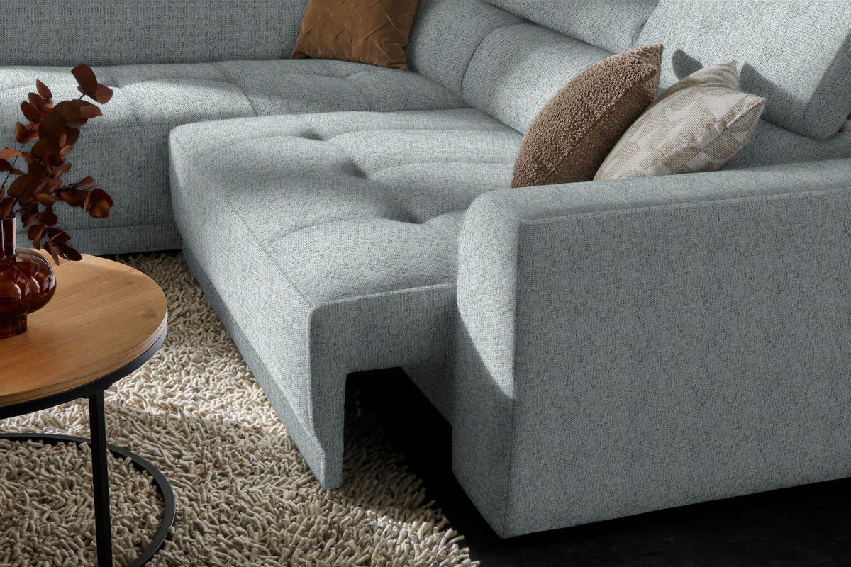 ECKSOFA in Struktur Grau  - Schwarz/Grau, Design, Kunststoff/Textil (205/284cm) - MID.YOU