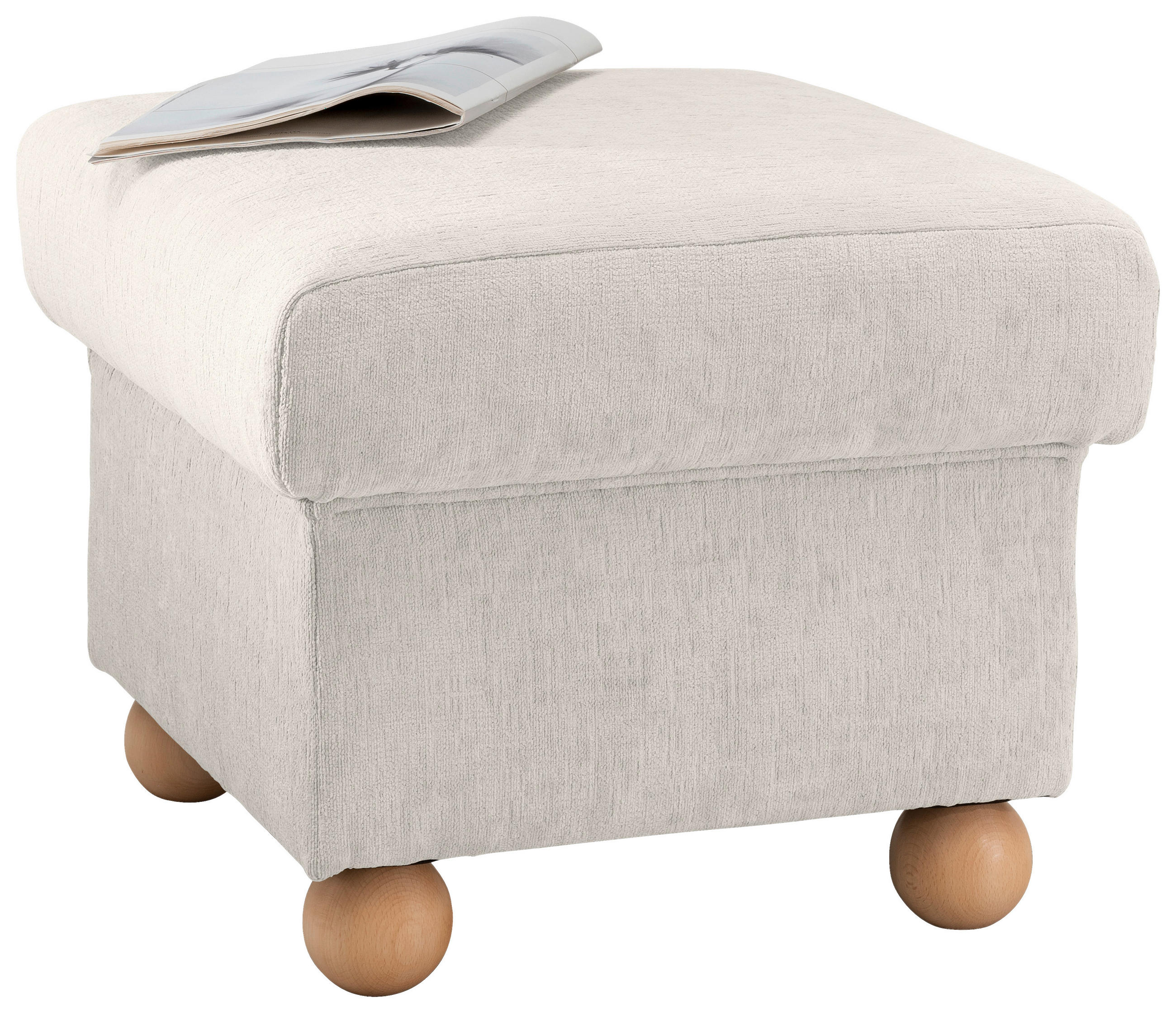 HOCKER Mikrofaser Weiß  - Wildeiche/Weiß, KONVENTIONELL, Holz/Textil (56/46/56cm) - Livetastic