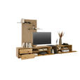 WOHNWAND  in Anthrazit, Eichefarben  342/160/50 cm  - Eichefarben/Anthrazit, Design, Glas/Holz (342/160/50cm) - Dieter Knoll