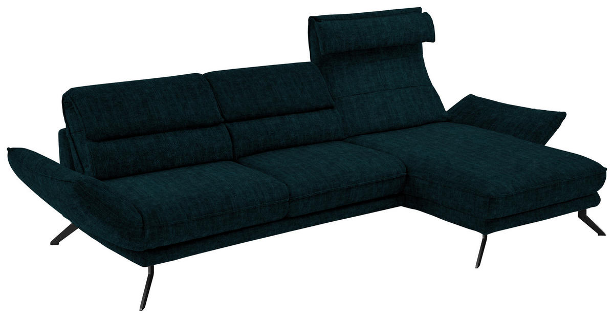 ECKSOFA in Velours Waldgrün  - Waldgrün/Schwarz, Design, Textil/Metall (283/153cm) - Valdera