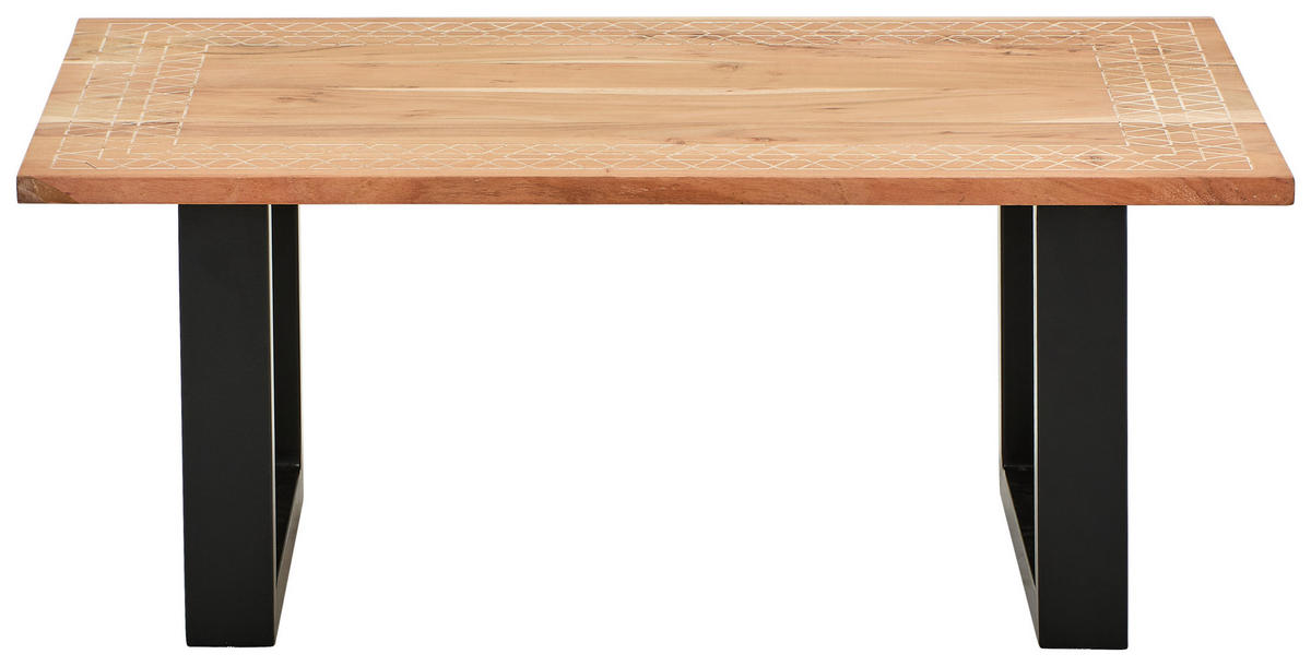 COUCHTISCH Akazie Hartholz rechteckig Schwarz, Akaziefarben  - Schwarz/Akaziefarben, Natur, Holz/Metall (110/70/45cm) - Livetastic