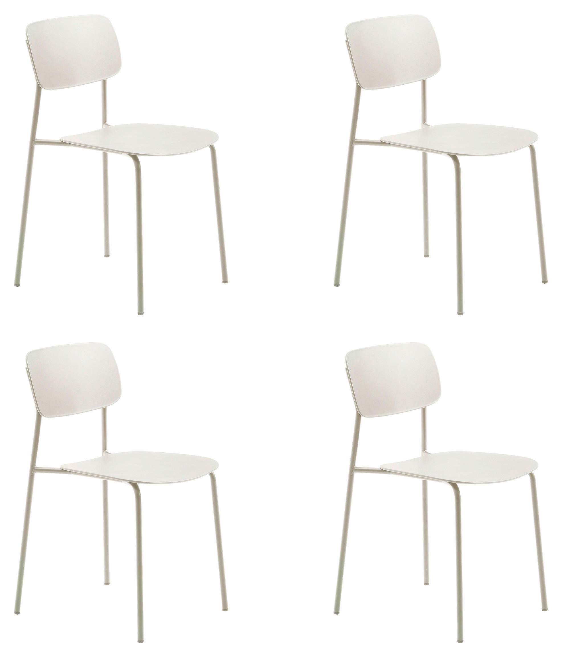 STUHL-SET 4 Stück  in matt  - Greige, MODERN, Kunststoff/Metall (43,5/79/61cm) - Livetastic