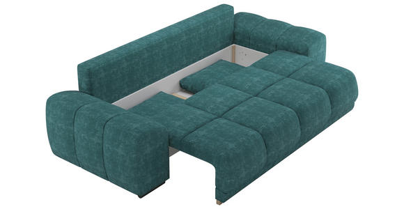 BIGSOFA Chenille Azurblau  - Azurblau/Schwarz, KONVENTIONELL, Kunststoff/Textil (266/89/104cm) - Carryhome