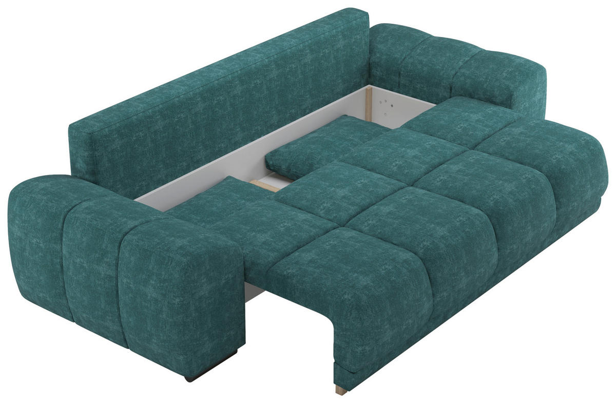 BIGSOFA Chenille Azurblau  - Azurblau/Schwarz, KONVENTIONELL, Kunststoff/Textil (266/89/104cm) - Carryhome