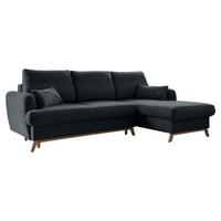 KUTNA GARNITURA tekstil  tamno siva   - tamno siva/prirodne boje, tekstil/drvo (235/157cm) - MID.YOU