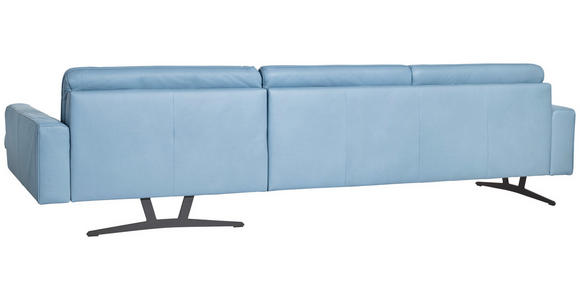 ECKSOFA in Echtleder Hellblau  - Anthrazit/Hellblau, KONVENTIONELL, Leder/Metall (182/324cm) - Ambiente