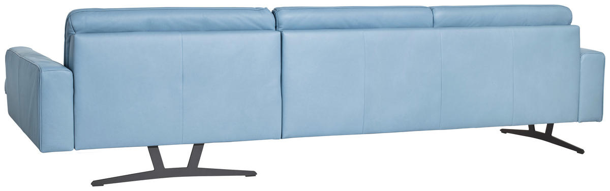 ECKSOFA in Echtleder Hellblau  - Anthrazit/Hellblau, Konventionell, Leder/Metall (324/179cm) - Johann Jakob