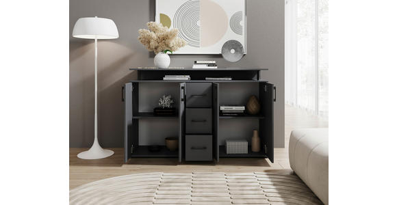 SIDEBOARD in 139/90/34 cm - Anthrazit/Schwarz, KONVENTIONELL, Holzwerkstoff/Kunststoff (139/90/34cm) - Carryhome