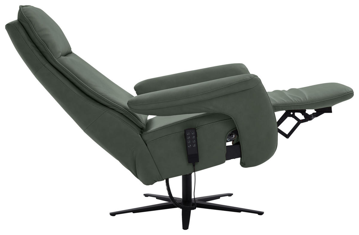 RELAXSESSEL in Leder Dunkelgrün  - Dunkelgrün/Schwarz, Design, Leder/Metall (83/123/87cm) - Valdera