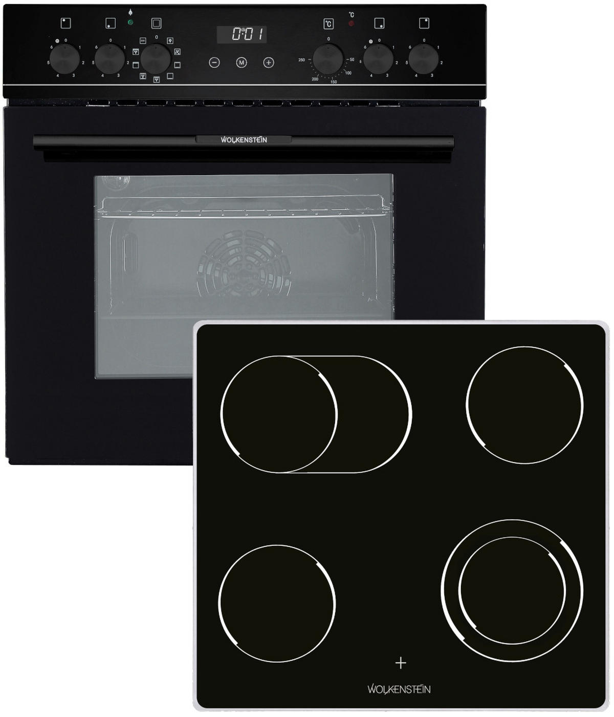 HERDSET WMOC 90  - Schwarz, KONVENTIONELL, Glas/Metall (59,5/59,5/55cm) - Wolkenstein