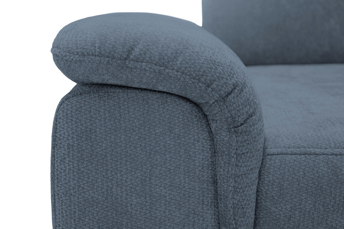 ECKSOFA Dunkelblau Chenille Bettkasten, Schlaffunktion, Rücken echt, Kopfteilverstellung, Liegefläche im Originalstoff  - Schwarz/Dunkelblau, KONVENTIONELL, Textil/Metall (265/206cm) - Carryhome
