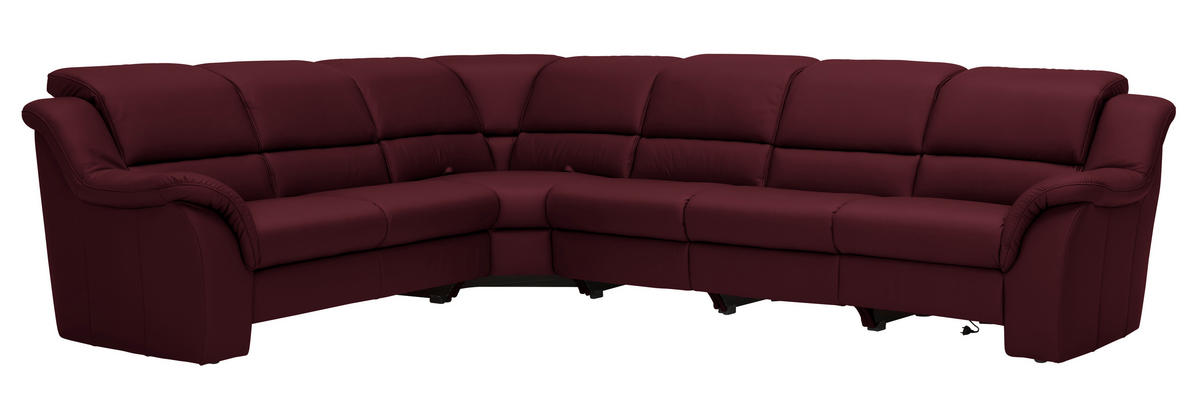 ECKSOFA  in Echtleder Weinrot  260/324 cm  - Weinrot/Schwarz, KONVENTIONELL, Leder/Kunststoff (260/324cm) - Cantus