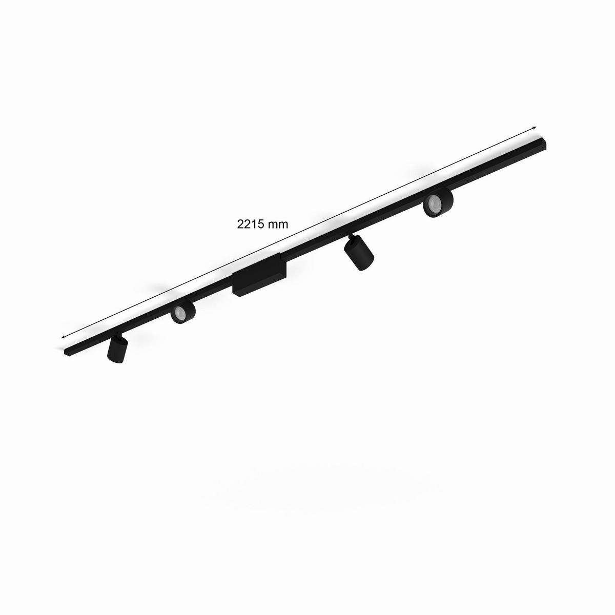 SCHIENENSYSTEM Perifo 221,5/12,8/2,6 cm   - Schwarz, Basics, Metall (221,5/12,8/2,6cm) - Philips HUE