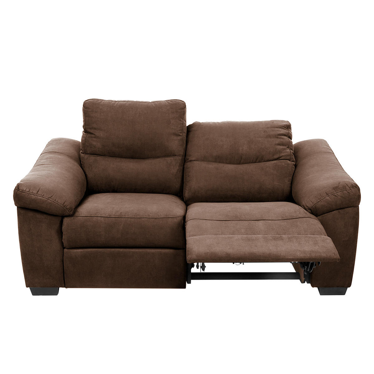 2-SITZER-SOFA Flachgewebe Mokka  - Schwarz/Mokka, Design, Holz/Textil (174/97/97cm) - Livetastic