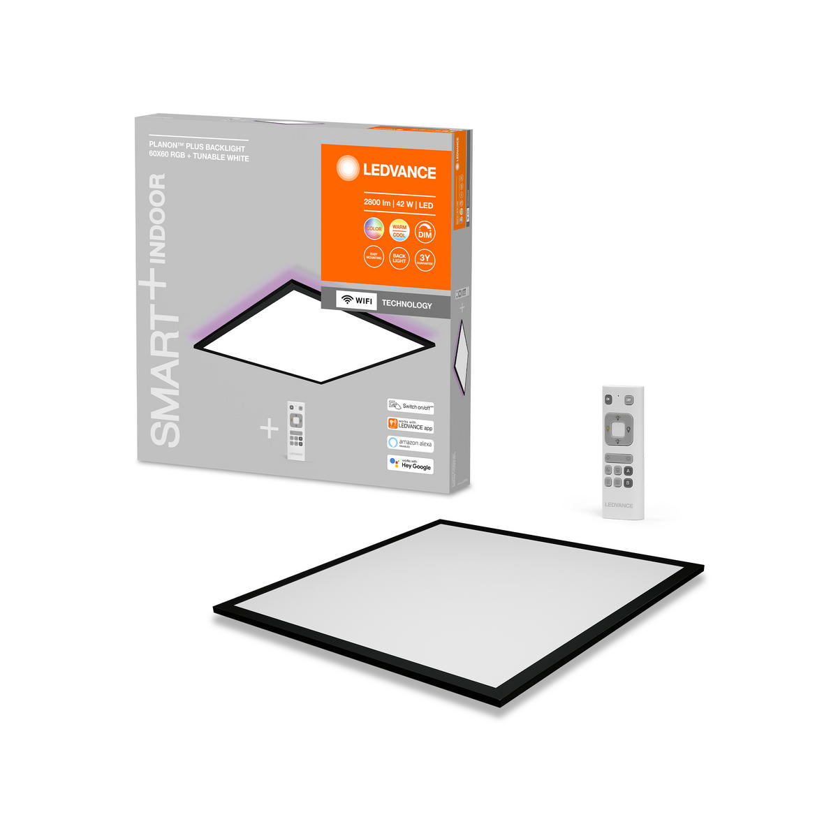 LED-PANEEL Smart+ WiFi Planon Plus Backlight 6/6/5,6 cm   - Schwarz, Basics, Metall (6/6/5,6cm) - Ledvance