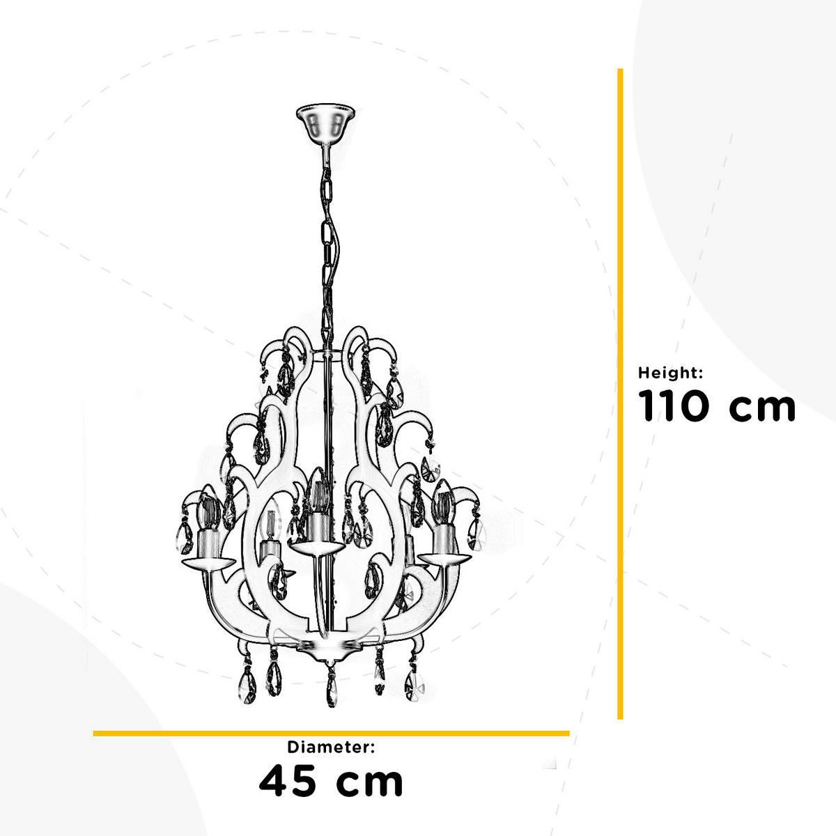 KRISTALL-HÄNGELEUCHTE 45/110 cm   - Weiß, Trend, Glas/Metall (45/110cm)