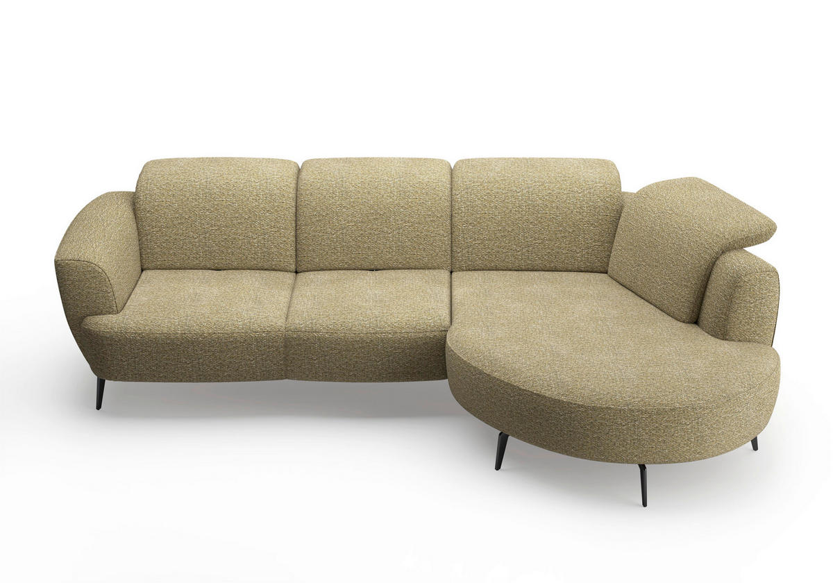 ECKSOFA ZOE E Olivgrün Chenille  - Schwarz/Olivgrün, KONVENTIONELL, Textil/Metall (309/199cm) - Sit & More